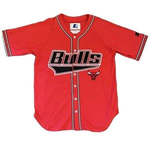 Vintage 90s Starter Chicago Bulls Baseball Jersey  Size L